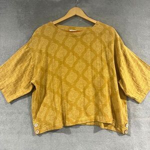 J. Jill Gauze Block Paisley Print Top Sz XS Petite Oversized Boxy 100% Cotton